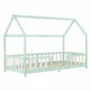 Cama Para Niños Sisimiut Forma De Casa Pino 90x200 Cm Verde Menta Y Blanco Mate [en.casa]
