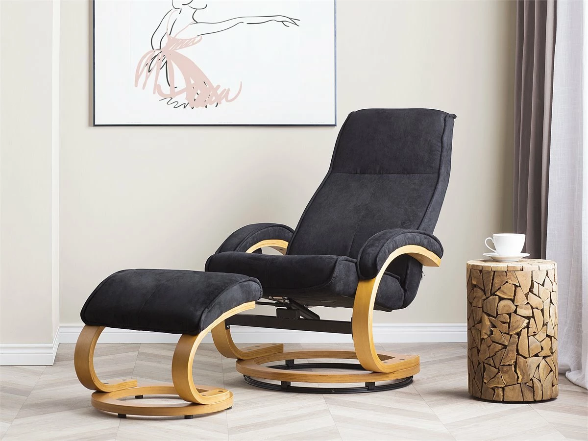 Sillón De Masaje De Poliéster Negro/madera Clara HERO 1 Sillón De Masaje De Poliéster Negro/madera Clara HERO