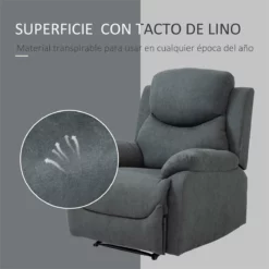 HOMCOM Butaca Tapizada Ergonómica Sillón Reclinable Manualmente 150 Grados Con Reposabrazos Y Reposapiés Acolchado Grueso De Esponja Soporta Hasta 150 Kg 97x96x105,5 Cm Gris -Conforama Tienda de ventas c0636da9d5172b80c0cd23b69509f7d123d57887 e08f13dca70b4adb90e7de6680b6965c