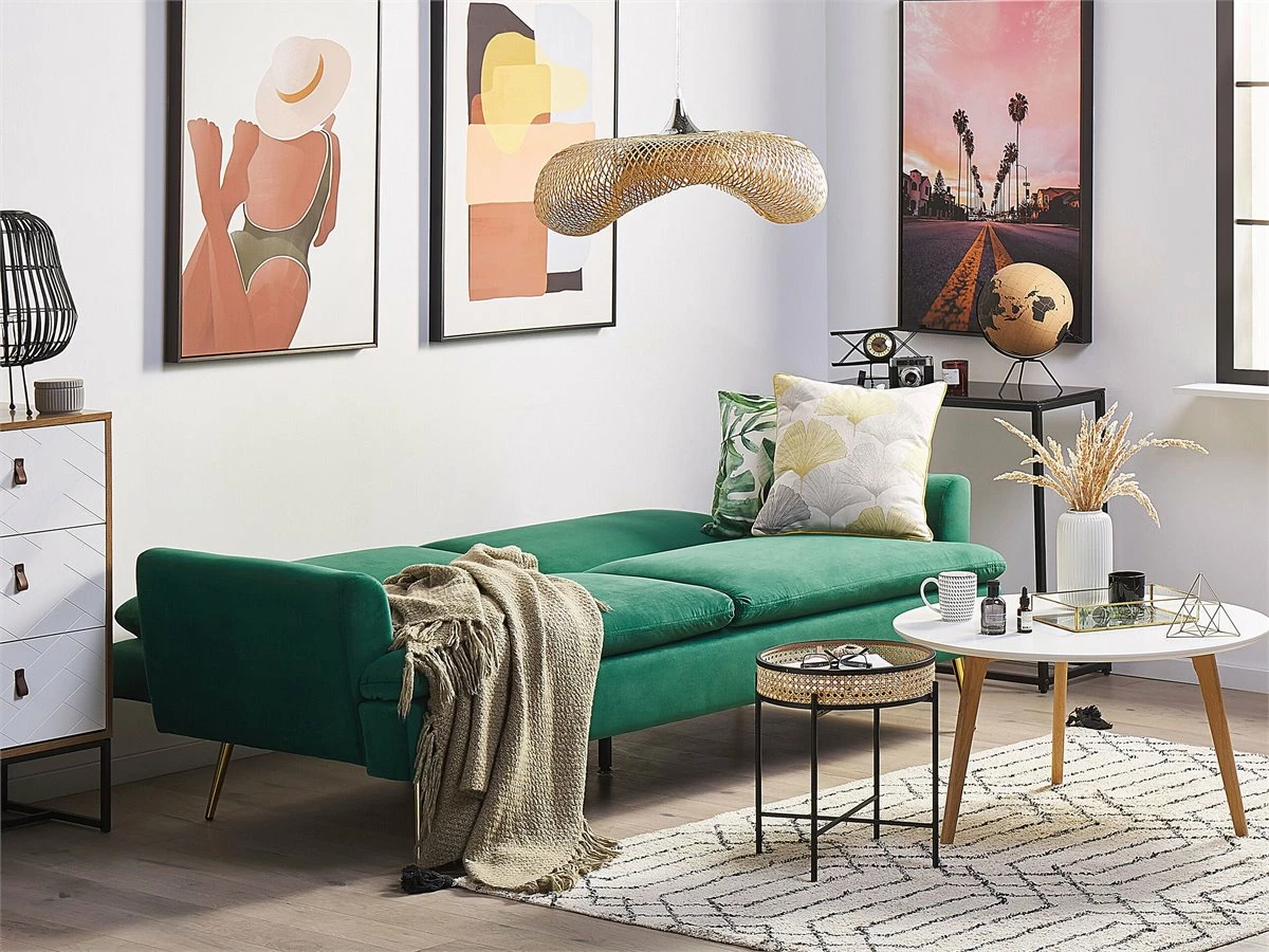 Sofá Cama De Terciopelo Verde VETTRE 4 Sofá Cama De Terciopelo Verde VETTRE - Imagen 4