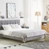 Cama Con Somier De Terciopelo Gris 160 X 200 Cm AMBERT