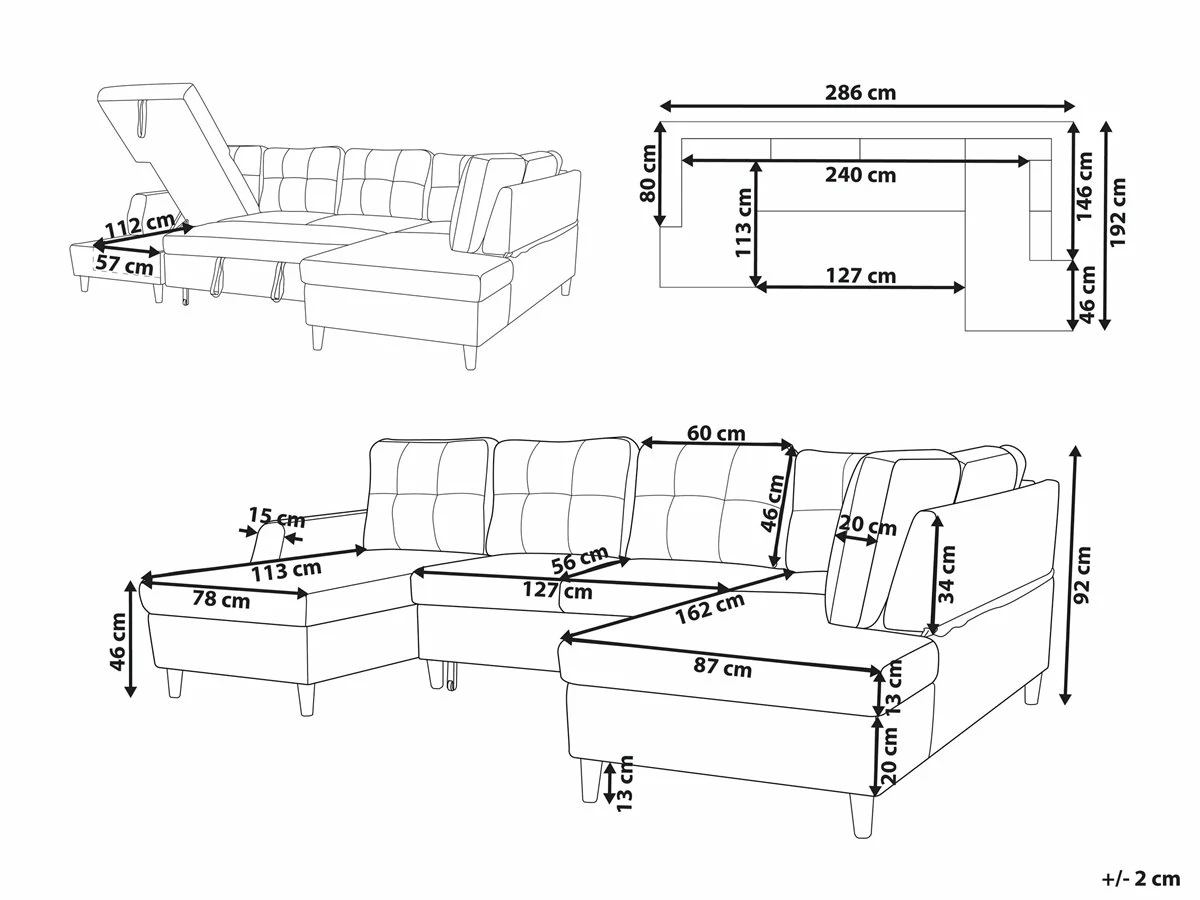 Sofá Cama 4 Plazas De Terciopelo Gris LERUM 3 Sofá Cama 4 Plazas De Terciopelo Gris LERUM - Imagen 3
