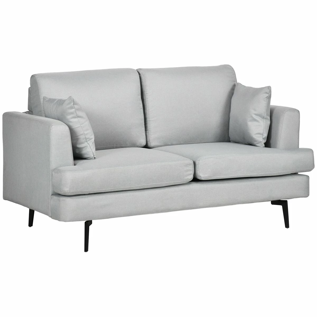 HOMCOM Sofá De 2 Plazas Sofá De Salón Moderno Tapizado En Lino Sintético Con 2 Cojines Acolchados Reposabrazos Y Patas De Acero 160x87x87 Cm Gris Claro 1 HOMCOM Sofá De 2 Plazas Sofá De Salón Moderno Tapizado En Lino Sintético Con 2 Cojines Acolchados Reposabrazos Y Patas De Acero 160x87x87 Cm Gris Claro