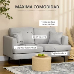 HOMCOM Sofá De 2 Plazas Sofá De Salón Moderno Tapizado En Lino Sintético Con 2 Cojines Acolchados Reposabrazos Y Patas De Acero 160x87x87 Cm Gris Claro 13 HOMCOM Sofá De 2 Plazas Sofá De Salón Moderno Tapizado En Lino Sintético Con 2 Cojines Acolchados Reposabrazos Y Patas De Acero 160x87x87 Cm Gris Claro -Conforama Tienda de ventas c508fb2091d832101ae163effafda63e40a83b12 877a9568d35145febf32391b18a83e3c
