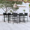 Juego De Comedor Para Jardín 7 Piezas Negro VidaXL