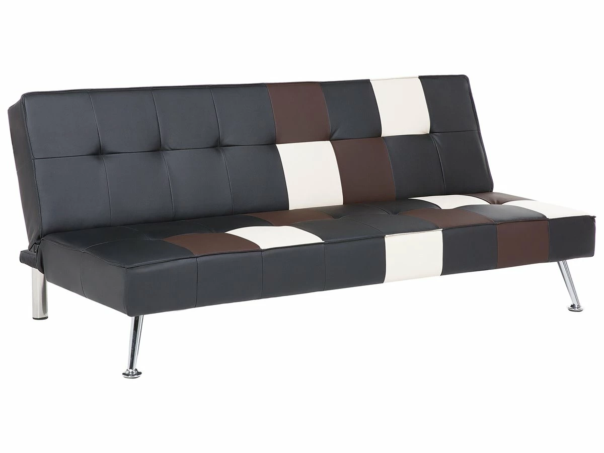 Sofá Cama 3 Plazas Tapizado Negro/patchwork OLSKER 4 Sofá Cama 3 Plazas Tapizado Negro/patchwork OLSKER - Imagen 4