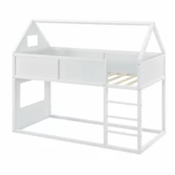 Litera Para Niños Quedlinburg En Forma De Casa Con Escalera Pino200 X 90 Cm -Blanco [en.casa]