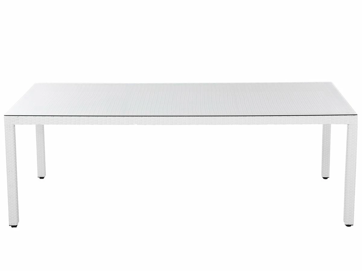 Mesa De Jardín De Ratán Blanco 220 X 100 Cm ITALY 4 Mesa De Jardín De Ratán Blanco 220 X 100 Cm ITALY - Imagen 4