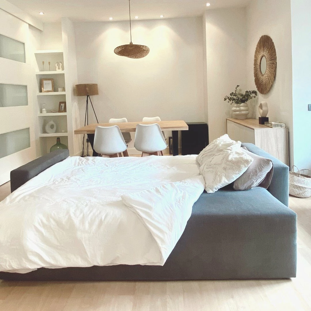 Skraut Home - Sofa Cama CLOUD, Gris Claro, Convertible En Cama, Arcón. Máximo Relax Y Confort - Con Sistema De Apertura Por Arrastre 225x92x92cm 3 Skraut Home - Sofa Cama CLOUD, Gris Claro, Convertible En Cama, Arcón. Máximo Relax Y Confort - Con Sistema De Apertura Por Arrastre 225x92x92cm - Imagen 3