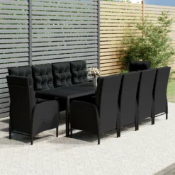 Set De Comedor De Jardín 11 Piezas Ratán Sintético Negro VidaXL