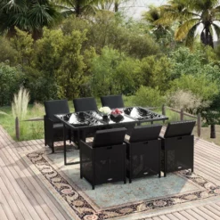 Juego Comedor Jardín 7 Pzas Con Cojines Ratán Sintético Negro VidaXL -Conforama Tienda de ventas ca10d73358af5bd6b56642fcd115b739063bde31 ed3c91309af74811b1e47bc113776ce9