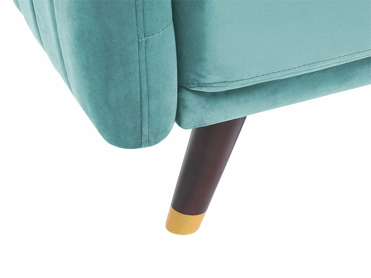 Sofá Cama 3 Plazas De Terciopelo Azul Claro/madera Oscura SENJA 6 Sofá Cama 3 Plazas De Terciopelo Azul Claro/madera Oscura SENJA - Imagen 6