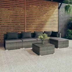 Set De Muebles De Jardín 6 Pzas Y Cojines Ratán Sintético Gris VidaXL -Conforama Tienda de ventas ca589fe75243c86e8184c158d08b7e69f113bf6e 14b37204d6b64bb199e3cc087ec2c427