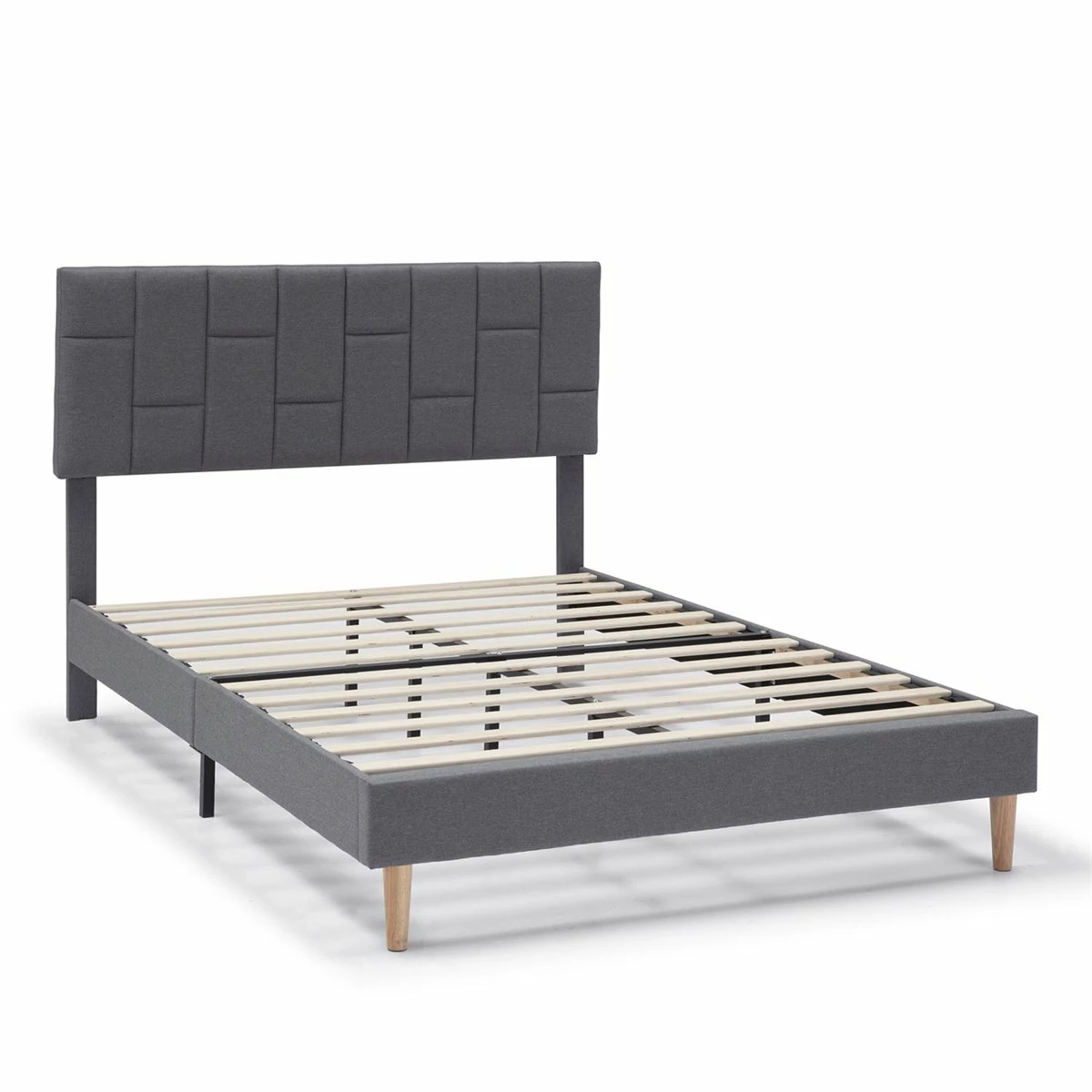 Estructura De Cama Tapizada Sorni 90x190 Cm, Gris Oscuro 1 Estructura De Cama Tapizada Sorni 90x190 Cm, Gris Oscuro