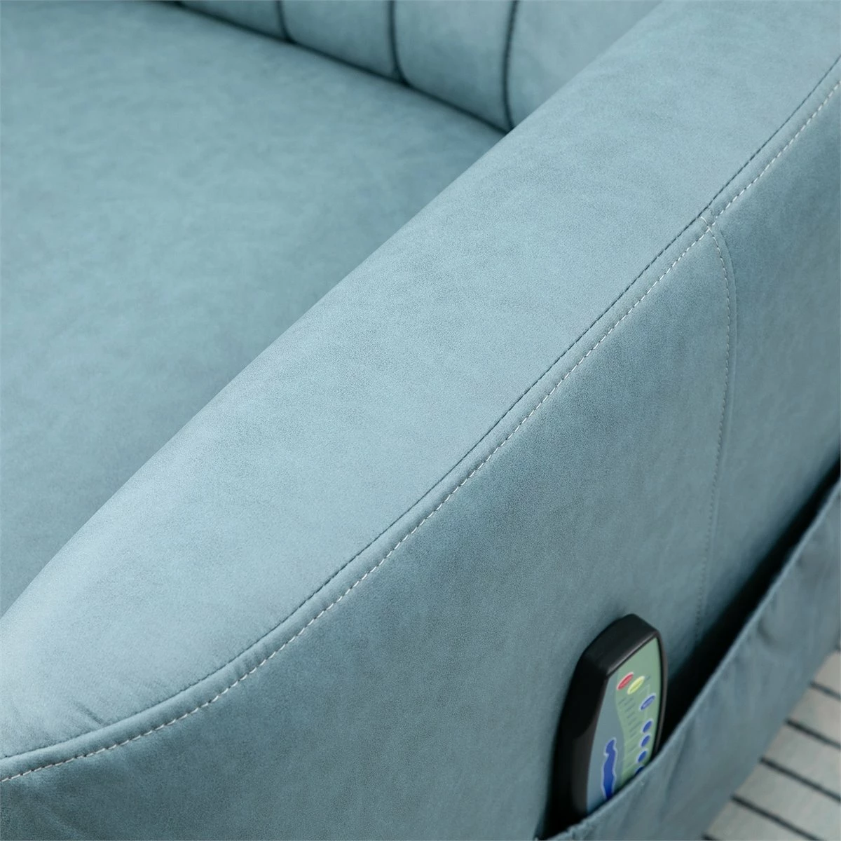 HOMCOM Sillón De Masaje Relax Con Reclinación Manual 155° 8 Zonas De Masaje Mando A Distancia Tapizado En Tejido Técnico Reposapiés Y 2 Bolsillos Laterales 79x101x96 Cm Azul 6 HOMCOM Sillón De Masaje Relax Con Reclinación Manual 155° 8 Zonas De Masaje Mando A Distancia Tapizado En Tejido Técnico Reposapiés Y 2 Bolsillos Laterales 79x101x96 Cm Azul - Imagen 6