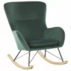 Silla Mecedora De Terciopelo Verde Oscuro/madera Clara/negro ELLAN