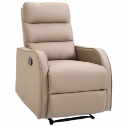 HOMCOM Sillón Relax Con Reclinación Manual Hasta 160°con Reposapiés Retráctil Esponja De Densidad Tapizado En PU 65x89x100cm
