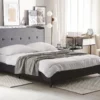 Cama Con Somier De Poliéster Gris Oscuro/negro 140 X 200 Cm AMBASSADOR