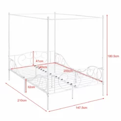 Cama Con Baldaquín Finström Con Colchón Y Marco Alto Acero 140 X 200 Cm - Blanco Mate [en.casa] -Conforama Tienda de ventas cb3dfd1d2c5cbfa9503221f57c630c995c01eb1e 2ea870c725ef4e3cbbe26a61e0bc8199