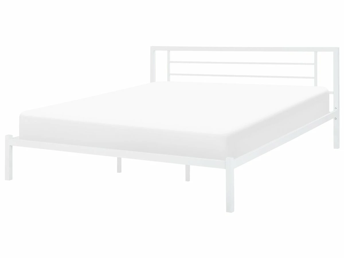 Cama Con Somier De Metal Blanco 180 X 200 Cm CUSSET 2 Cama Con Somier De Metal Blanco 180 X 200 Cm CUSSET - Imagen 2