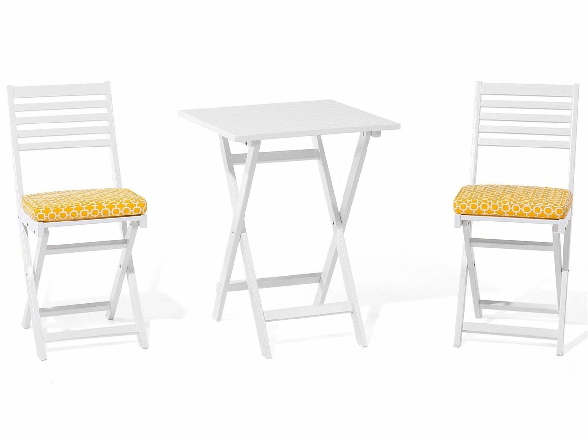 Conjunto De Balcón Blanco Con Cojines Amarillos FIJI 2 Conjunto De Balcón Blanco Con Cojines Amarillos FIJI - Imagen 2