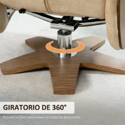 HOMCOM Sillón De Salón Con Otomana Reposapiés Tapizado En Microfibra Sillón Relax Reclinable Hasta 135° Y Giratorio 360° Con Respaldo Ajustable Para Salón Oficina 78x83x103 Cm Beige -Conforama Tienda de ventas cc9a314ede2555de92c8d2ea14ace59c01029352 d9a4c4e1e6904abaa21c8bfddd9f676e