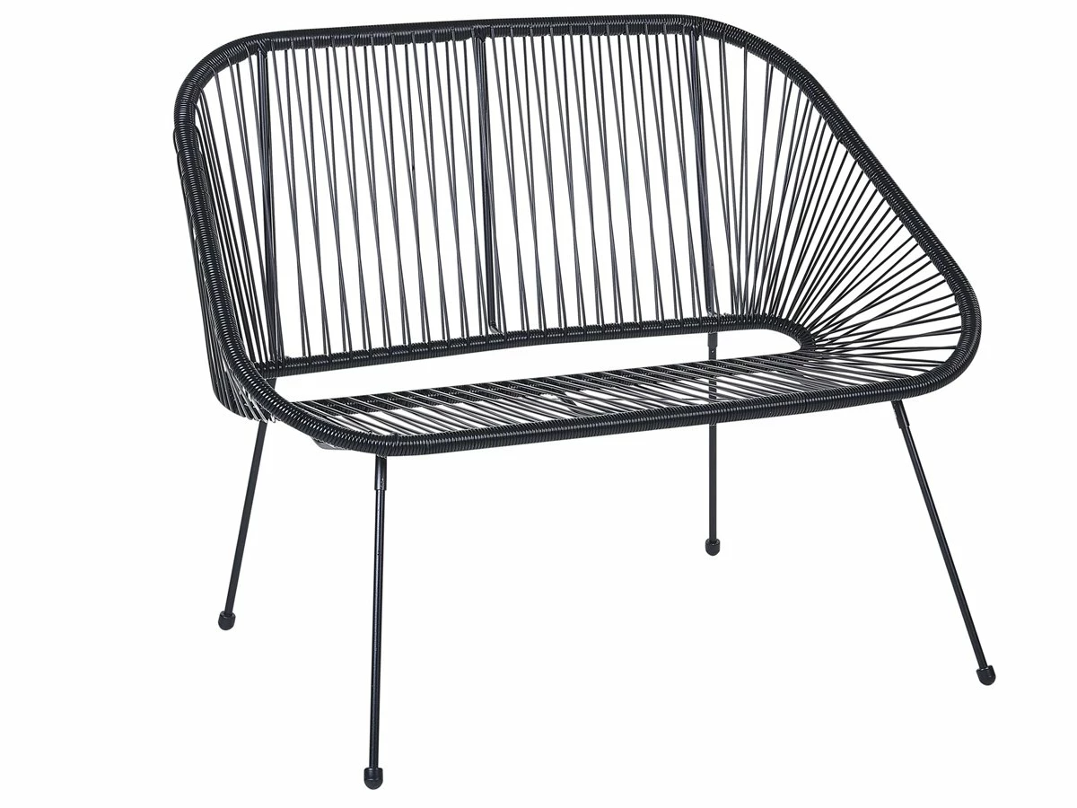 Banco De Jardín 2 Plazas De Ratán Negro ACAPULCO 5 Banco De Jardín 2 Plazas De Ratán Negro ACAPULCO - Imagen 5