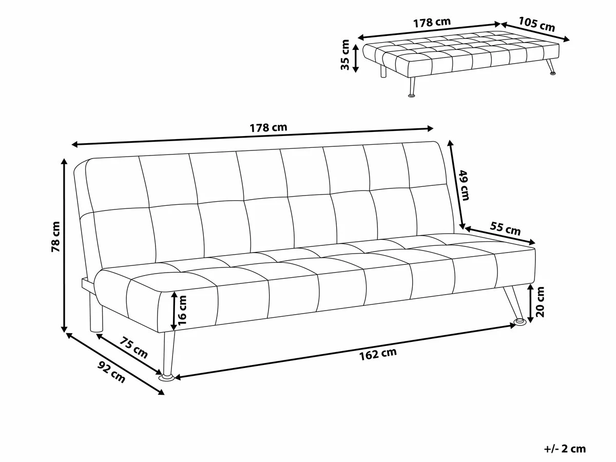 Sofá Cama 3 Plazas Tapizado Negro/patchwork OLSKER 3 Sofá Cama 3 Plazas Tapizado Negro/patchwork OLSKER - Imagen 3