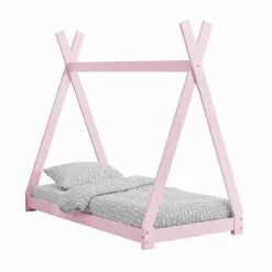 Cama Infantil Onejda Con Somier - Estructura Tipi De Madera Pino - 70 X 140 Cm - Rosa [en.casa]