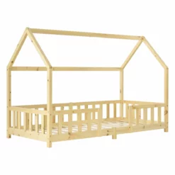 Cama Para Niños Sisimiut Forma De Casa Pino 90x200 Cm Pino Natural [en.casa]