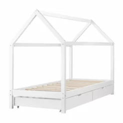 Cama Infantil Lund - Forma De Casa - Con 2 Almacenamientos - Pino - 200 X 90 Cm Blanco Mate [en.casa] -Conforama Tienda de ventas d2ef8b12b0cf7799269e6341674e9f199f0977fb 4230a8d135ef46b3a894c14b781a43c1