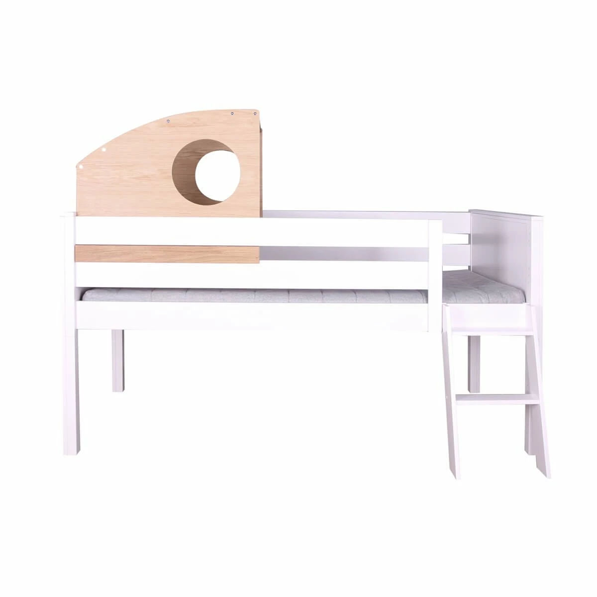 Cama Media Altura Protección Anticaídas Con Cabaña KASVA 206x98x160 Cm 1 Cama Media Altura Protección Anticaídas Con Cabaña KASVA 206x98x160 Cm