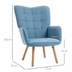 HOMCOM Butaca De Salón Moderna Sillón Con Respaldo Alto Reposabrazos Tela De Lino Y Patas De Madera De Haya Para Comedor Cocina 71x76x101 Cm Azul 8 HOMCOM Butaca De Salón Moderna Sillón Con Respaldo Alto Reposabrazos Tela De Lino Y Patas De Madera De Haya Para Comedor Cocina 71x76x101 Cm Azul -Conforama Tienda de ventas d3a4f51ed5d2bb75646b442f11db6f4d230abf80 428135832f0440439bef173830435784