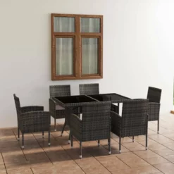 Set Comedor Jardín 7 Pzas Ratán Sintético Gris Antracita Y Gris VidaXL