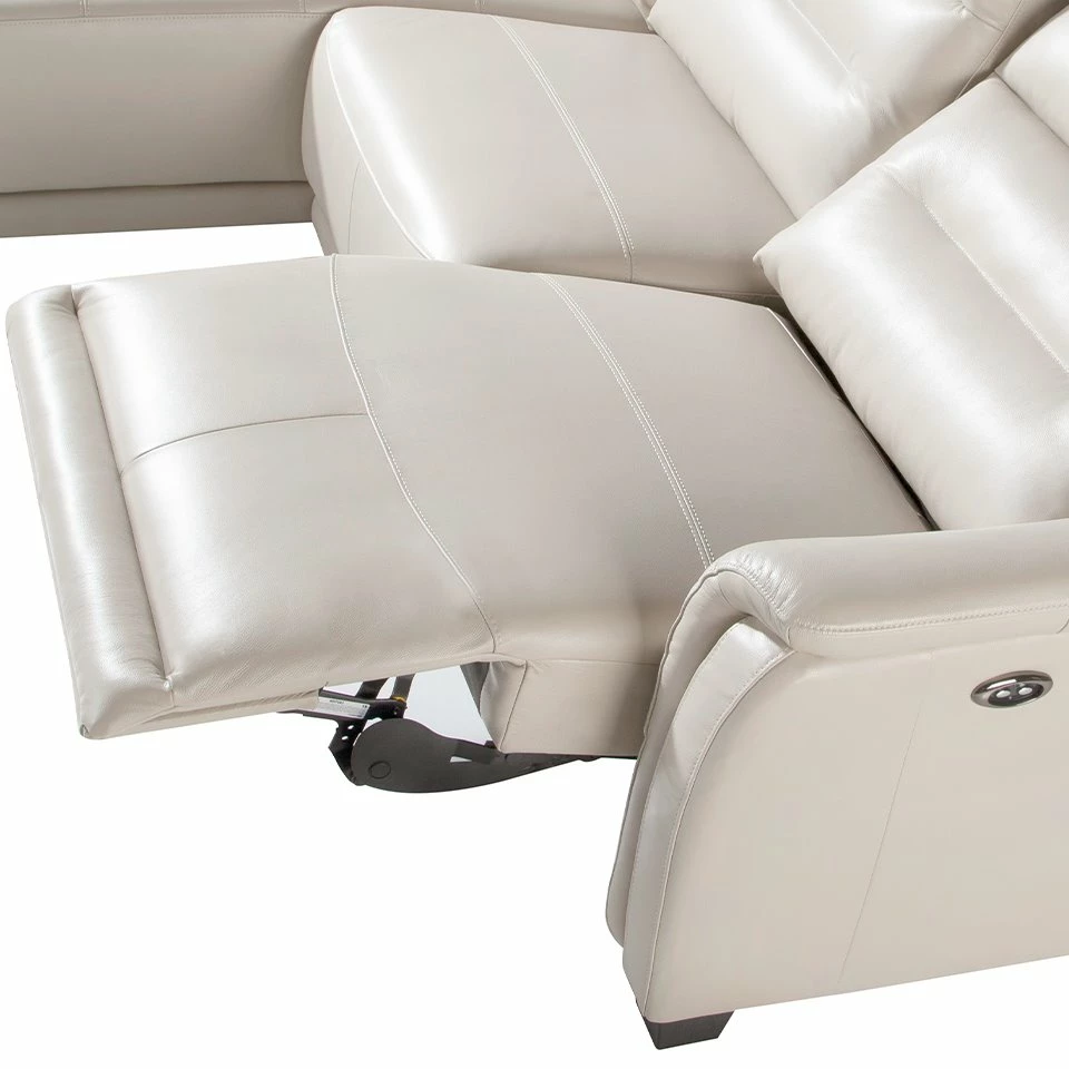 Sofá Chaise Longue (L) Tapizado En Piel De Origen Vacuno Color Gris Taupe Con Mecanismo Relax Eléctrico En Un Asiento. Patas De PVC Efecto Wengué. 5 Sofá Chaise Longue (L) Tapizado En Piel De Origen Vacuno Color Gris Taupe Con Mecanismo Relax Eléctrico En Un Asiento. Patas De PVC Efecto Wengué. - Imagen 5