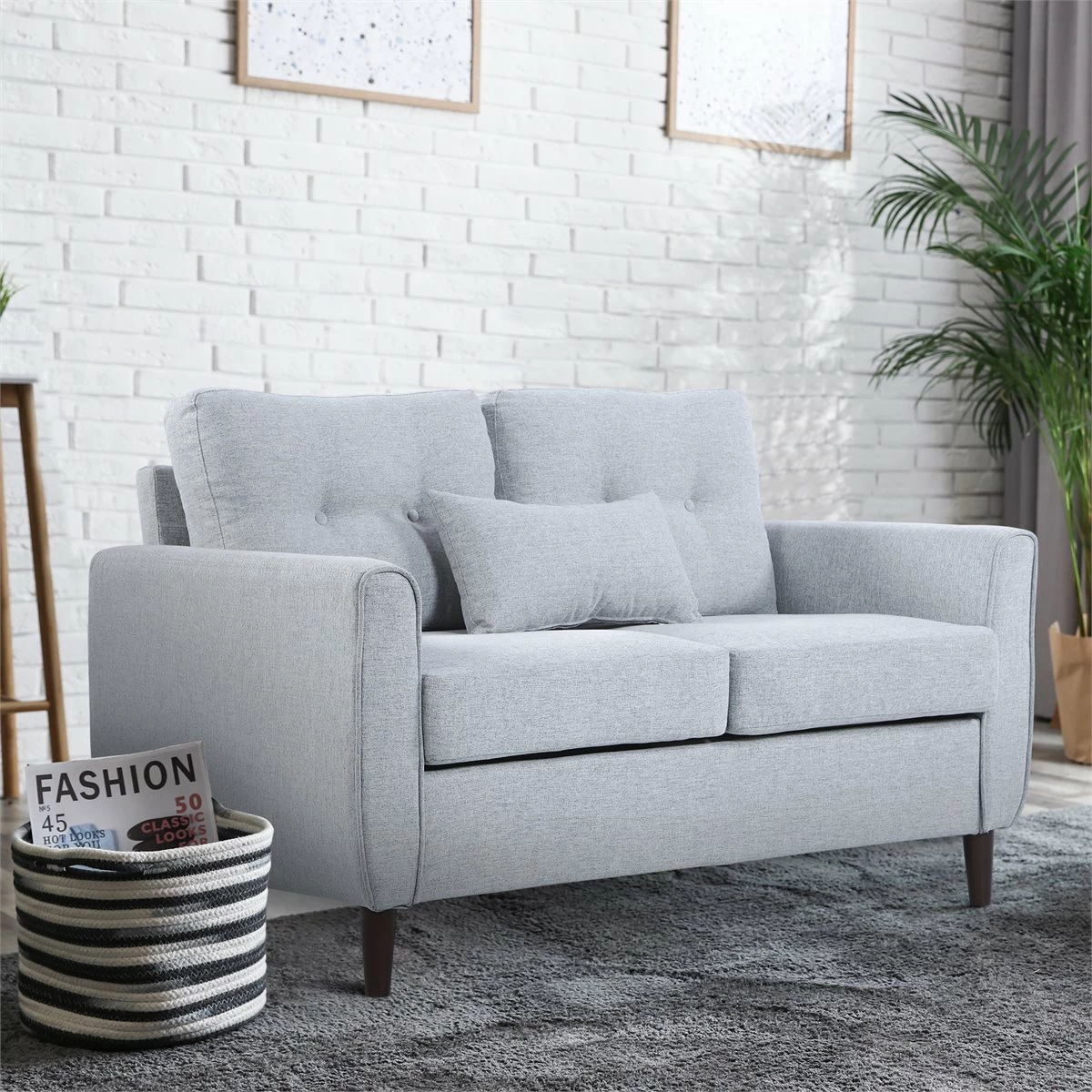 HOMCOM Sofá De 2 Plazas Sillón Biplaza Para Salón Con Cojines Y Asiento Acolchado Funda De Almohada Lavable 140x78x83 Cm Gris Claro 1 HOMCOM Sofá De 2 Plazas Sillón Biplaza Para Salón Con Cojines Y Asiento Acolchado Funda De Almohada Lavable 140x78x83 Cm Gris Claro