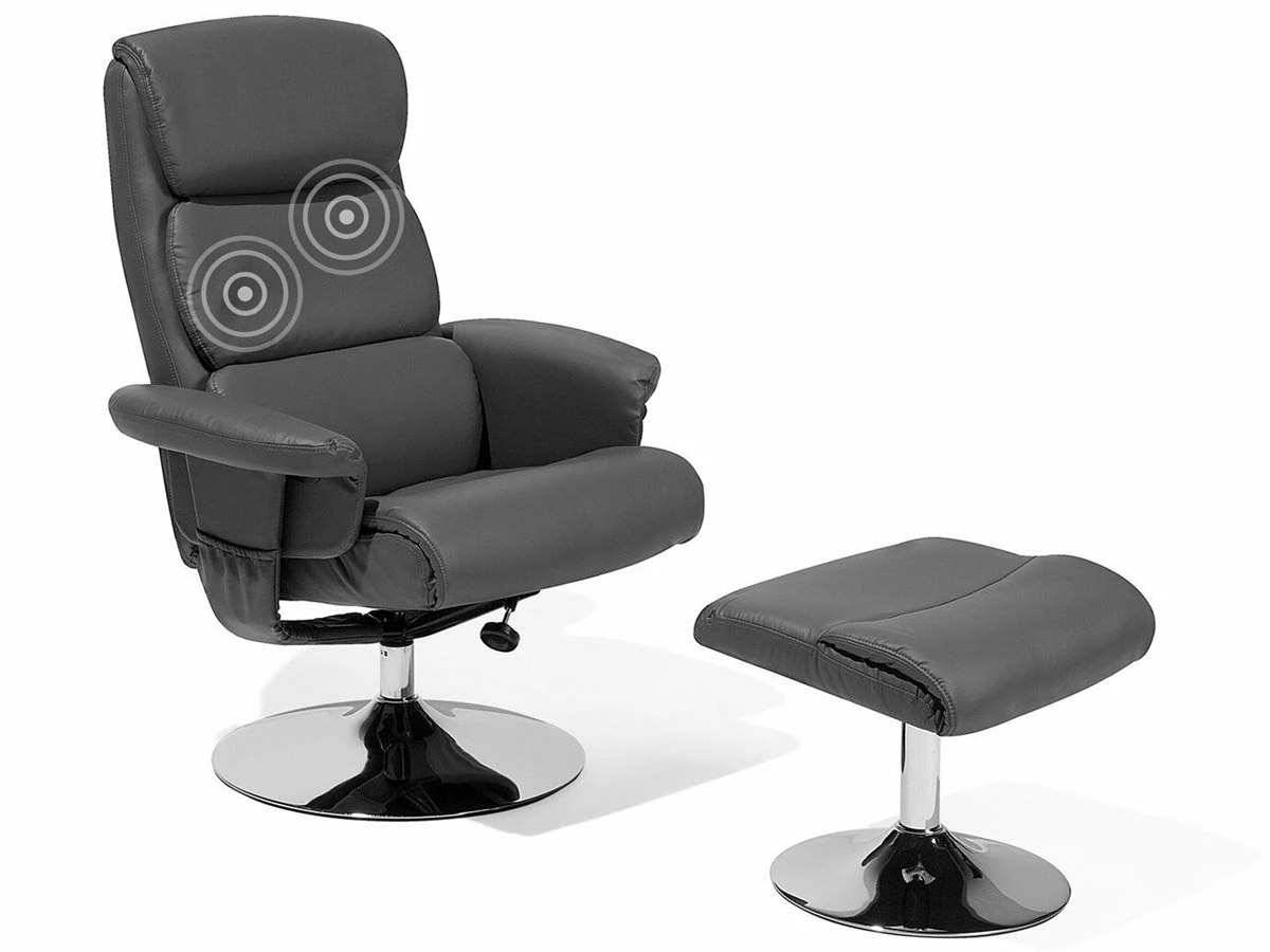 Sillón De Masaje De Piel Sintética Gris/plateado Clara LEGEND 2 Sillón De Masaje De Piel Sintética Gris/plateado Clara LEGEND - Imagen 2