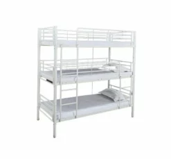 Litera Triple De Estructura De Metal Color Blanco, 215x200x97cm