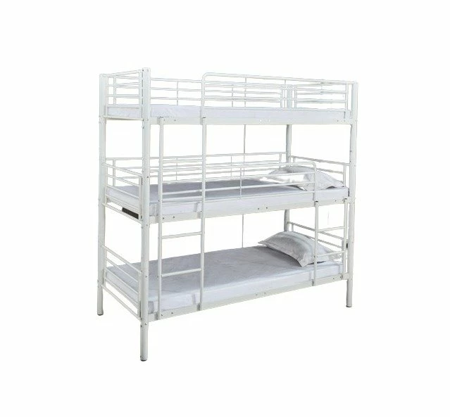 Litera Triple De Estructura De Metal Color Blanco, 215x200x97cm 1 Litera Triple De Estructura De Metal Color Blanco, 215x200x97cm