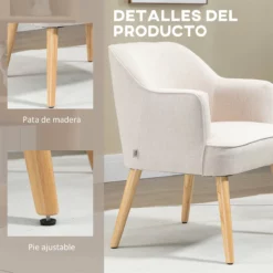 HOMCOM Sillón Nórdico Moderno Butaca De Salón Tapizada En Lino Con Patas De Madera Para Dormitorio Oficina Estudio Carga 120 Kg 64,5x65x79,5 Cm Crema 13 HOMCOM Sillón Nórdico Moderno Butaca De Salón Tapizada En Lino Con Patas De Madera Para Dormitorio Oficina Estudio Carga 120 Kg 64,5x65x79,5 Cm Crema -Conforama Tienda de ventas d698b66add9b5c4173159ba052b81c1b4f26527a 2b8a5801dfc24e0a885c9b5792b5e8ed