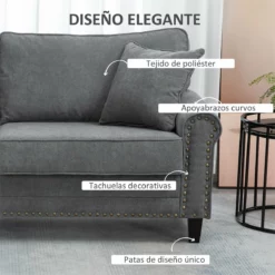 HOMCOM Sofá De 2 Plazas Sofá De Salón Moderno Tapizado En Poliéster Con 2 Cojines Ribete De Cabeza De Clavo Y Patas De Madera De Caucho 196x80,5x89 Cm Gris 9 HOMCOM Sofá De 2 Plazas Sofá De Salón Moderno Tapizado En Poliéster Con 2 Cojines Ribete De Cabeza De Clavo Y Patas De Madera De Caucho 196x80,5x89 Cm Gris -Conforama Tienda de ventas d6c93634d51c89a317d69ab363c6cc1a350c8669 92a9026030de405e8ee08b3a74217b49