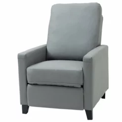 HOMCOM Sillón Relax Reclinable Hasta 140° Tapizado En PU Con Reposapiés Retráctil Asiento Y Respaldo Acolchados Para Salón Oficina Dormitorio 70,5x86x99 Cm Gris