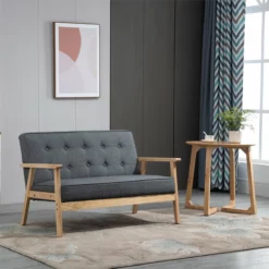 HOMCOM Sofá De 2 Plazas Con Respaldo Y Cojines Acolchados Patas De Madera Antideslizantes Botones Con Mechones Salón Dormitorio Oficina 114x66x69 Cm Gris -Conforama Tienda de ventas d84c9df0ca9b9fc22f5e7d3b092e962527345dd3 0dad201f800c439b9bdd0e4a6b841b03