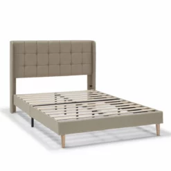 Estructura De Cama Tapizada Esther 135/140x190 Cm, Beige