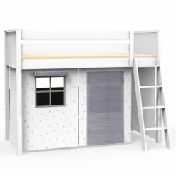 Cama Alta KASVA Con Textiles Viena Gris