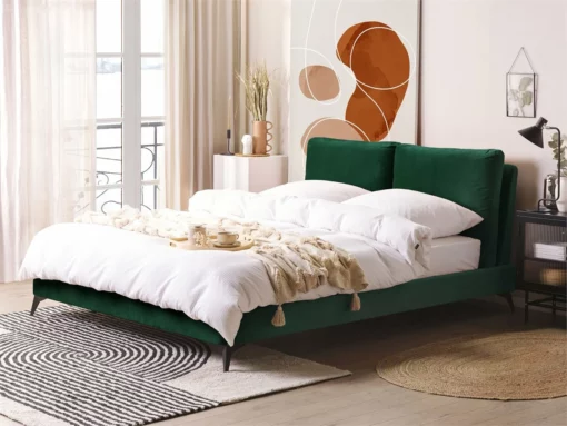 Cama Con Somier De Terciopelo Verde Esmeralda/negro 160 X 200 Cm MELLE -Conforama Tienda de ventas dcaa7063853ecfa8d4ffaade6992d6b218efc466 0a0dfe187a4646c0aac53688c63e7d2d