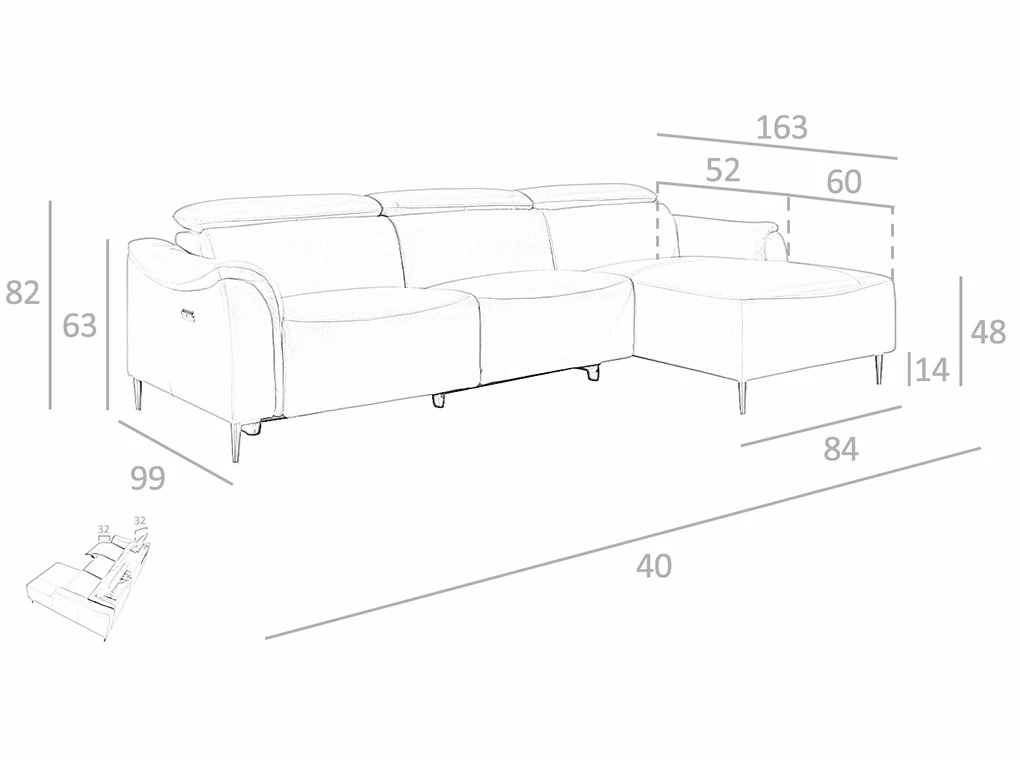 Sofá Chaise Longue (R) Tapizado En Piel De Origen Vacuno Color Gris Oscuro. Reposacabezas Articulados Independientes Manuales Y Asiento Laterial Con Mecanismo Eléctrico De Relax. 8 Sofá Chaise Longue (R) Tapizado En Piel De Origen Vacuno Color Gris Oscuro. Reposacabezas Articulados Independientes Manuales Y Asiento Laterial Con Mecanismo Eléctrico De Relax. - Imagen 8