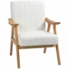 HOMCOM Butaca De Salón Sillón Relax Estilo Nórdico Tapizado En Terciopelo Con Asiento Y Respaldo Acolchados Patas De Madera Para Oficina Dormitorio 68x74x82 Cm Crema