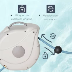 Outsunny Carrete De Manguera De Jardín 15,1M+1,5M Manguera De Riego Con 10 Modos De Pulverización Montado En Pared Enrollador Automático 180° Giratorio 42,5x20x38 Cm Gris -Conforama Tienda de ventas de5b3ccfb799519d72a2555aacd01812ca36674c eaf7baee46ce41c1bd017018e5033a40