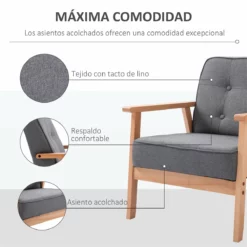 HOMCOM Butaca De Salón Moderno Sillón Individual Tapizado En Lino Con Asiento Acolchado Y Marco De Madera Para Oficina Dormitorio Carga 200 Kg 70x64,5x74 Cm Gris 10 HOMCOM Butaca De Salón Moderno Sillón Individual Tapizado En Lino Con Asiento Acolchado Y Marco De Madera Para Oficina Dormitorio Carga 200 Kg 70x64,5x74 Cm Gris -Conforama Tienda de ventas e223f8bb867d7305fd1ce6bd8bc793652a9bebf3 a485f4dc64804c26bebe3817135d0013